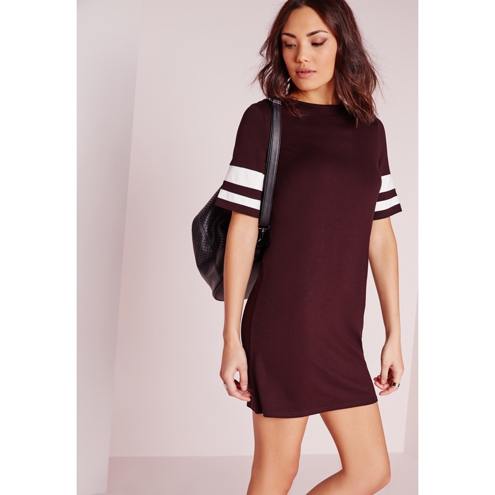 Sporty Burgundy T-shirt Dress